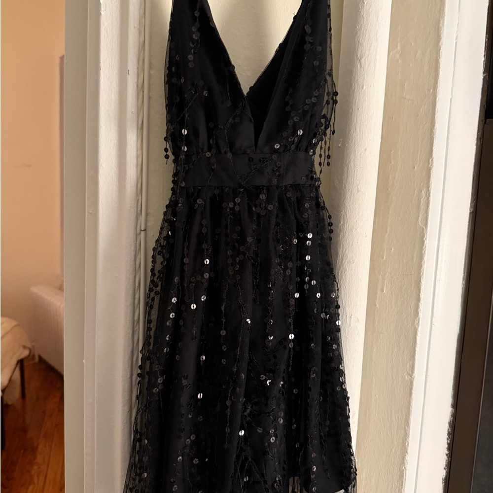 Showpo Black Sequin Backless Dress